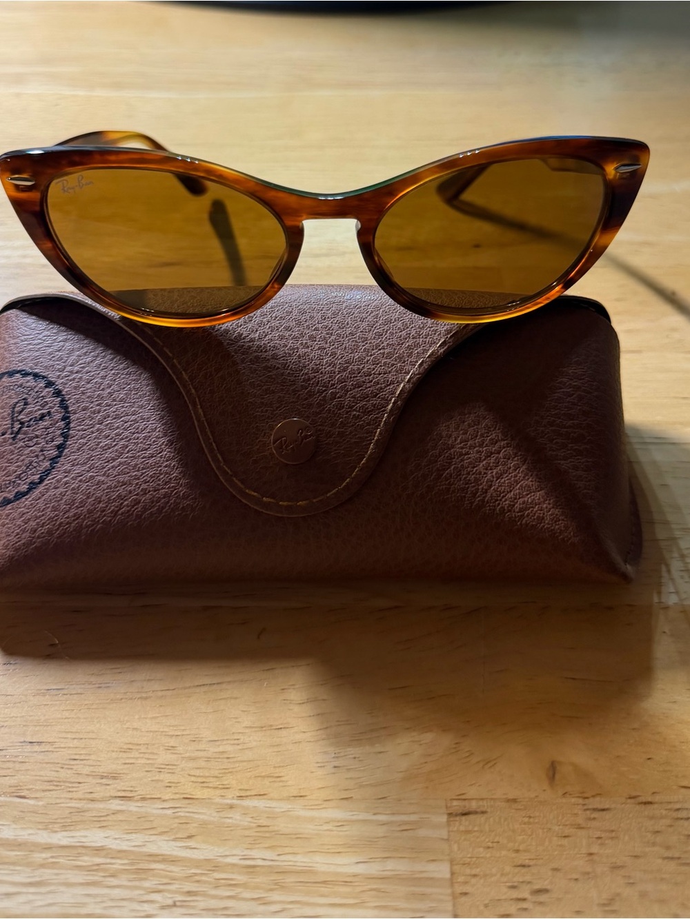 Ray-Ban Women’s Tortoiseshell Amber Lens Cat Eye Sunglasses